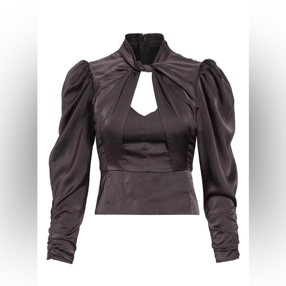 Astr Tops - ASTR the Label Black Twist Mock Neck Peplum Blouse with Cut-Out NWT